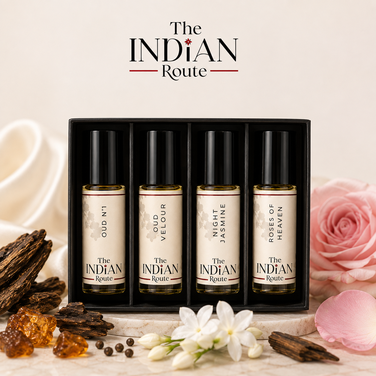 Gift Set Attar- Set Of 4 (5ml each) Oud No 1,  Night Queen , Roses Of Heaven, Oud Velour