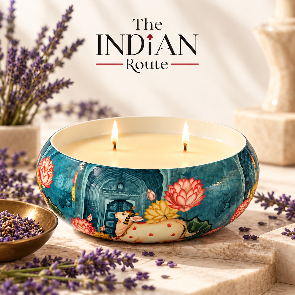 Lavender | Metal Painted Urli Candle | Soy Wax Candle