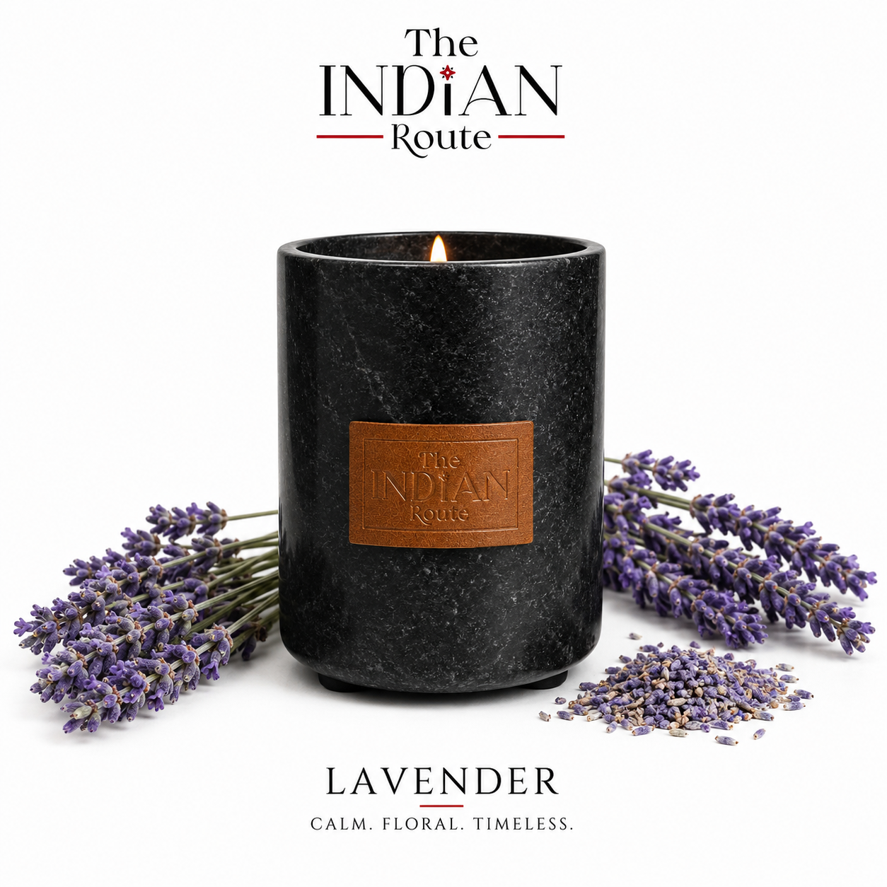 Lavender | Marble Black Candle | Soy Wax Candle