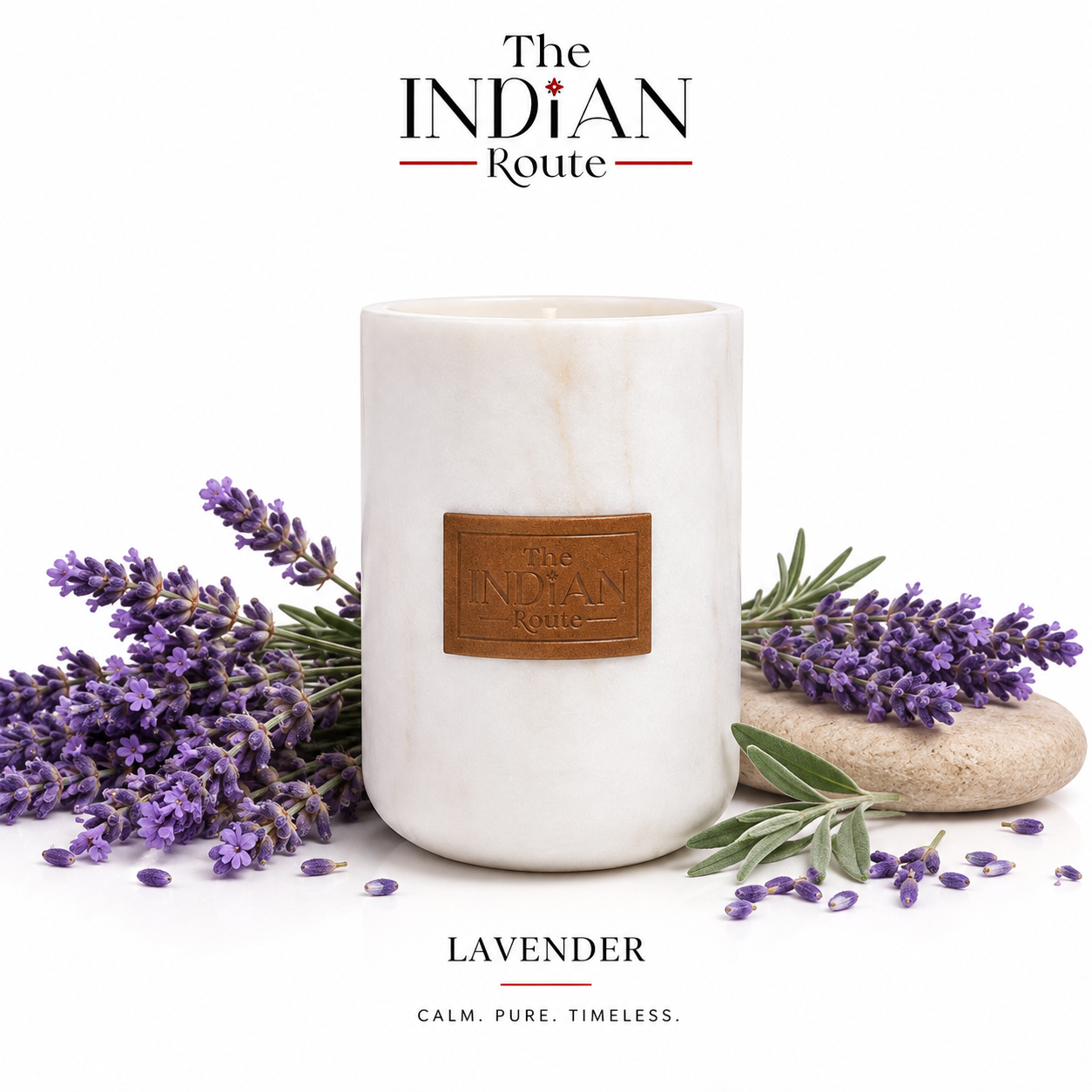 Lavender | Marble White Candle | Soy Wax Candle