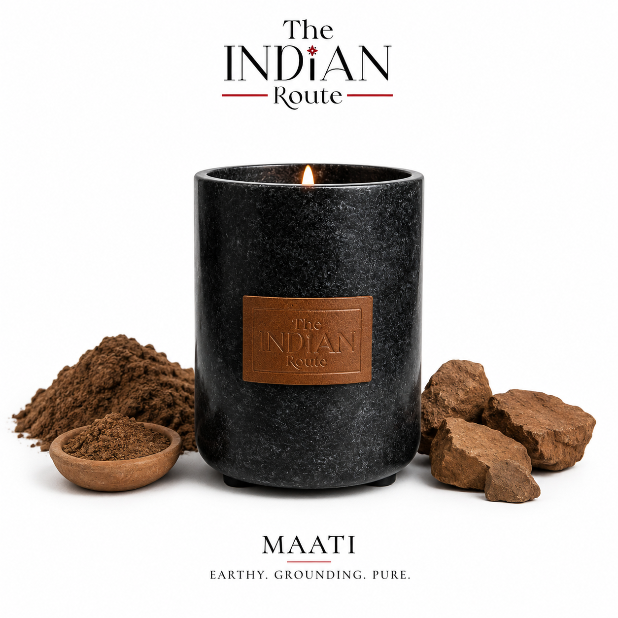 Maati | Marble Black Candle | Soy Wax Candle