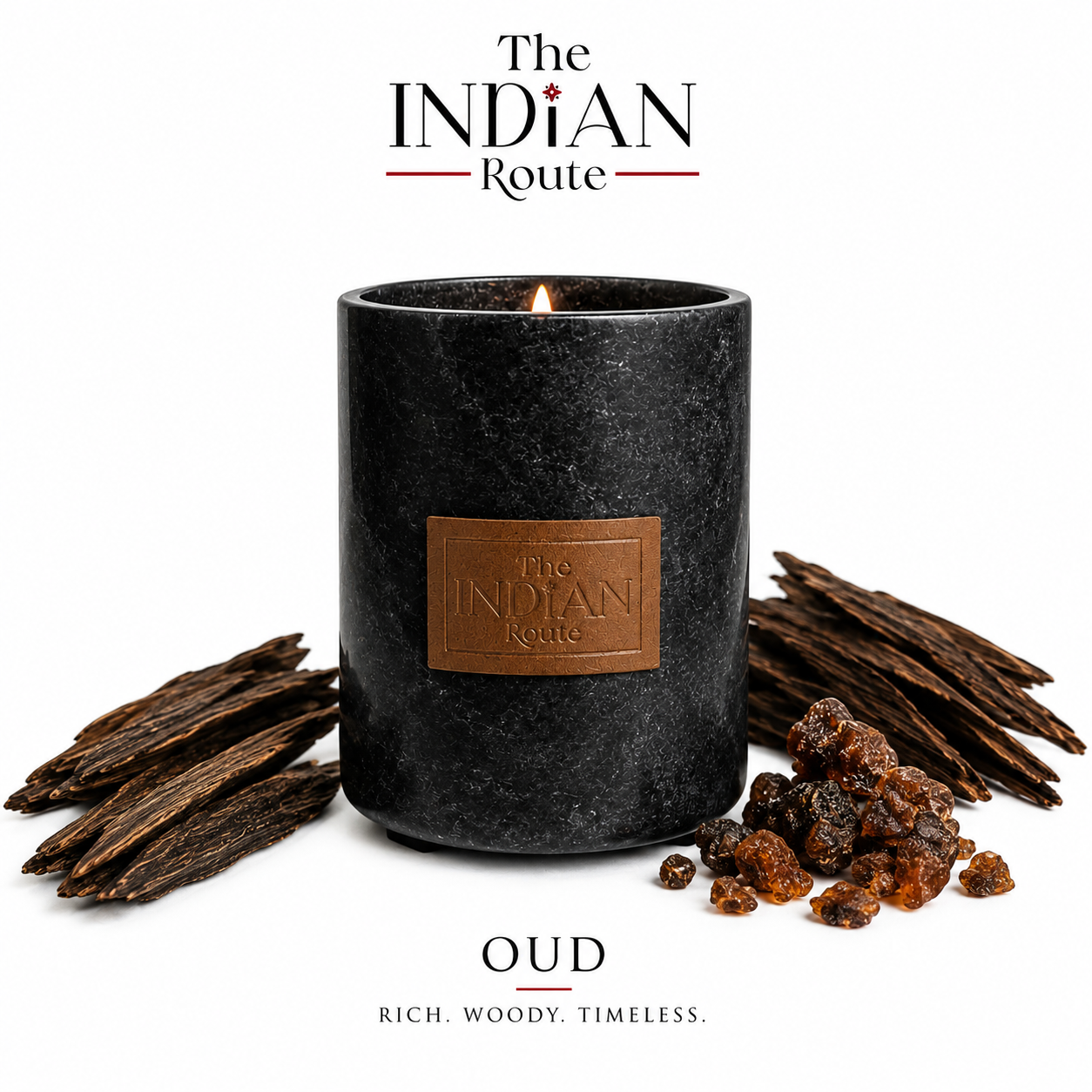 Oud | Marble Black Candle | Soy Wax Candle