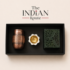 The Indian Route | The Copper & Attar Ritual - Copper Glass, Marble Tea-Light, Attar