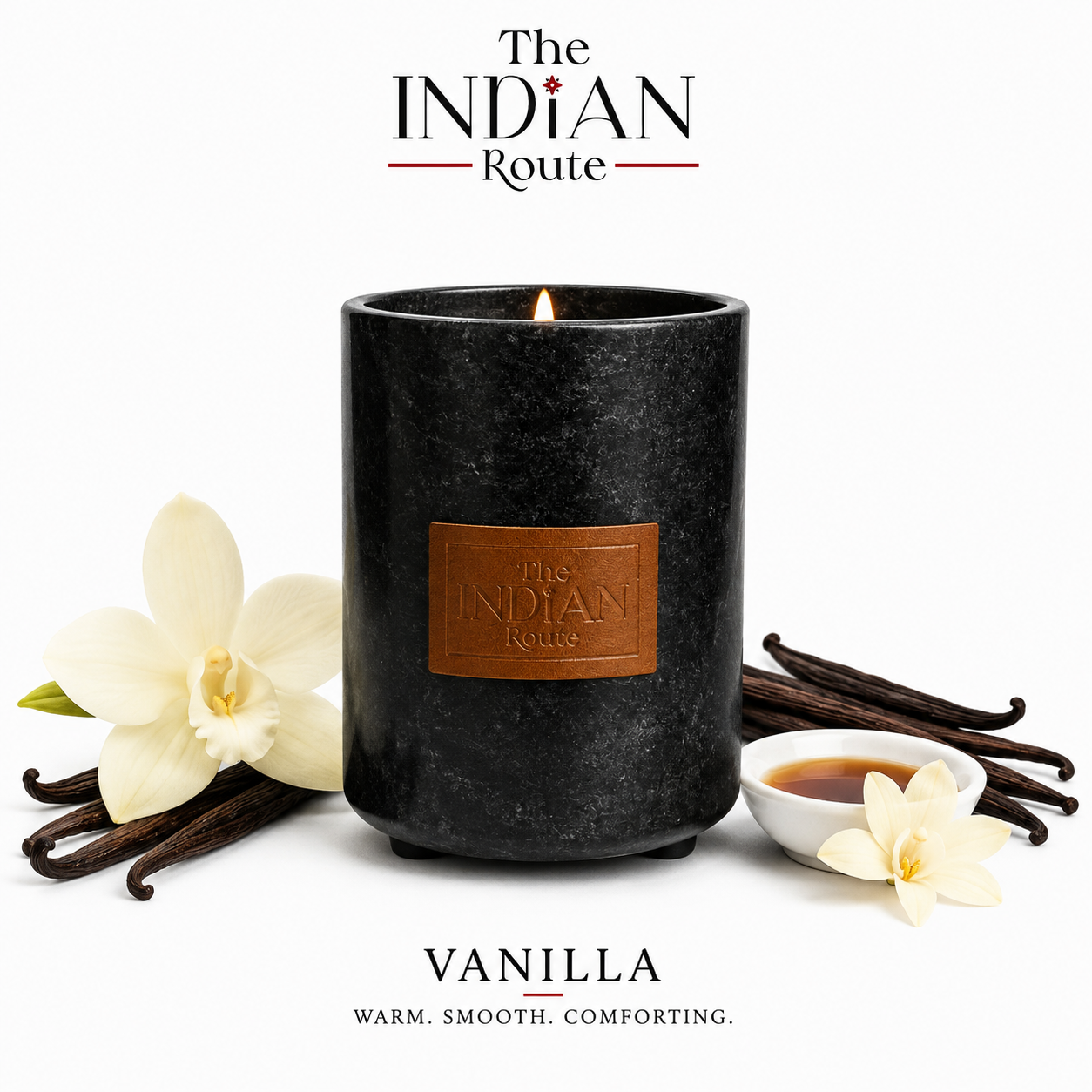 Vanilla | Marble Black Candle | Soy Wax Candle